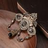 Fashion Boho Crown Brooch For Women Antique Gold Color Full Gray Crystal Moroccan Wedding Jewelry African Bridal Bijoux