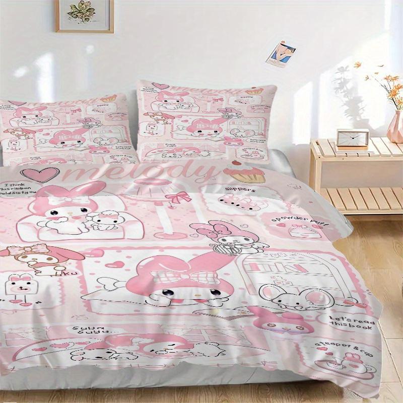 

3pcs My Melody Sanrio Bedding Set - Includes Quilt Cover and Pillowcases, Suitable for All Seasons, Machine Washable - Ideal Gift for Family 135x200cm