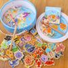 Fishing Toys Children'S Magnetic Fish Wooden Toddler Barreled Marine Animal Cognitive Interactive Toys, Fishing Games