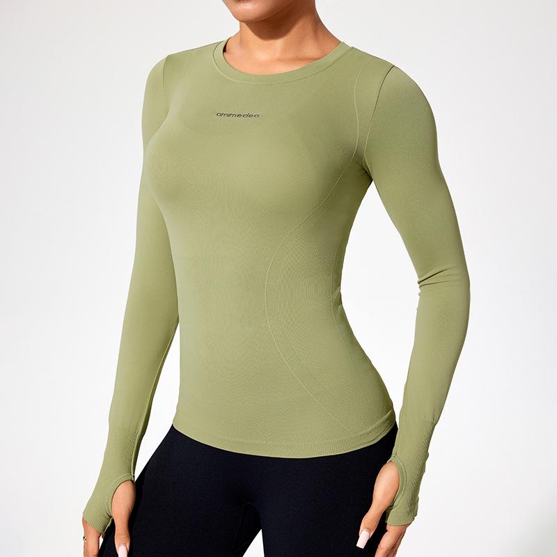 

Женская спортивная футболка премиум-класса с длинным рукавом и круглым вырезом для йоги и бега Small