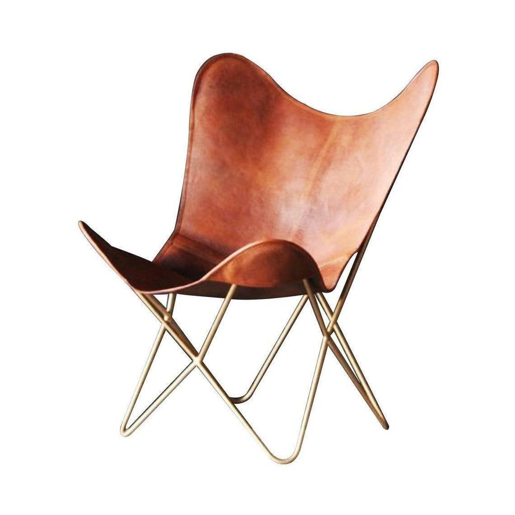 Handmade Classic Brown Leather Butterfly Chair Home Decor Living Room Chair