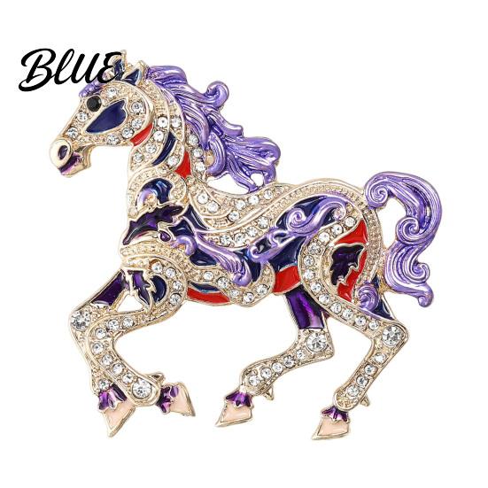 Elegant Horse Accessory Colorful Brooch Rhinestone Encrusted Alloy Lapel Pin