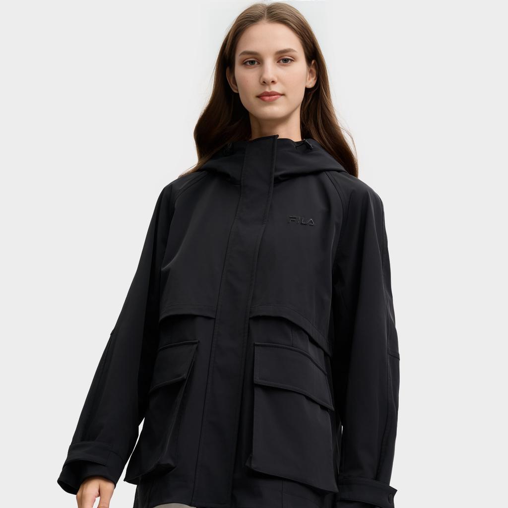 FILA Lifestyle Black Large Pocket Woven Jacket Spring And Autumn Unisex Jacket F11W518706FBK