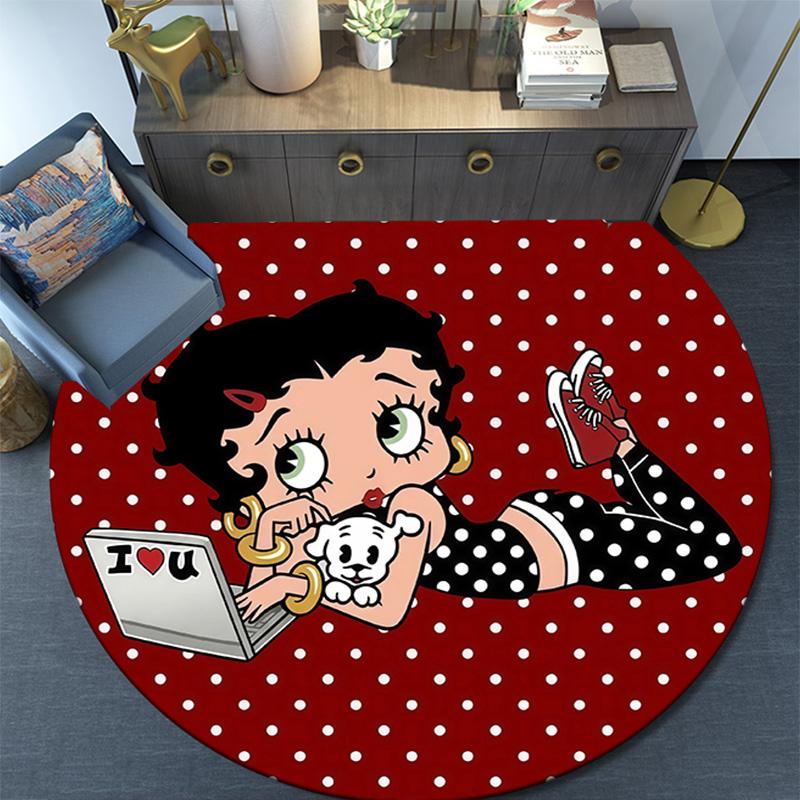 Betty Boop Round Area Rug,Carpet Rug for Living Room Bedroom Sofa Playroom Decor,Non-slip Floor Mat