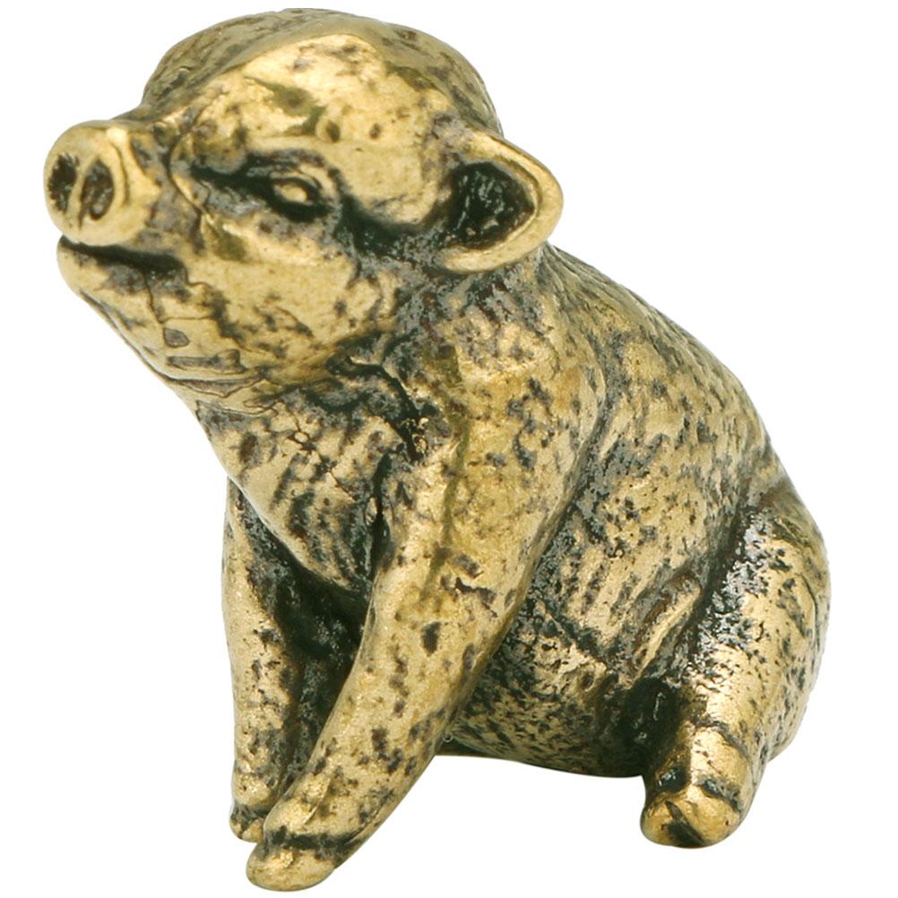 

Pig Shape Ornament Brass Pig Statue Scene Layout Adornment Desktop Decor 2.7x1.8x2.3cm золотистый