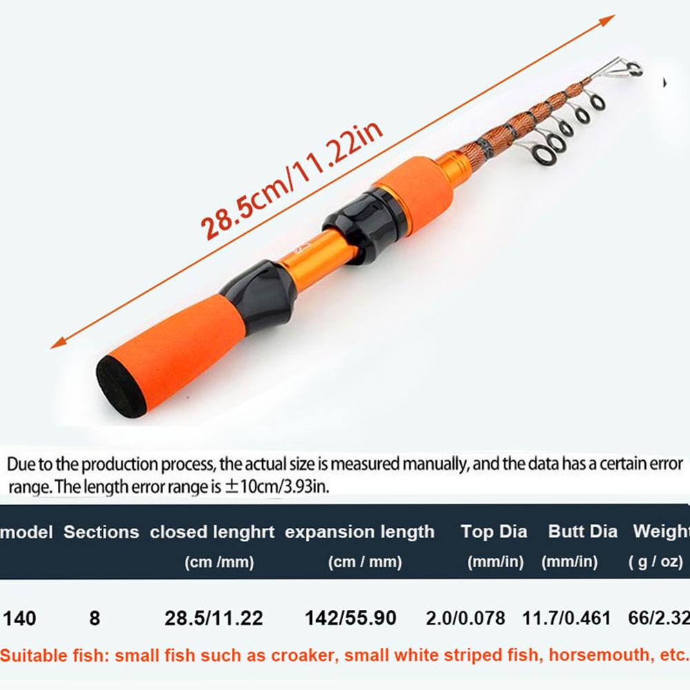 Stijlvolle Oranje Draagbare Telescopische Carbon Vaste Hengel met Comfortabel EVA Handvat voor Alle Wateren Perfect Cadeau voor Vrouwen en Meisjes