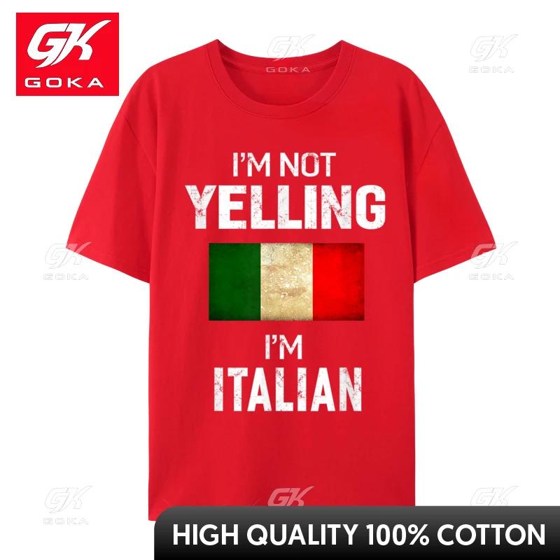 I Im Not Yelling I Im Italian Funny T Shirt Geek Plus Size Graphic Casual Cotton Crew Neck Unisex T Shirt Casual Tops Shirts S