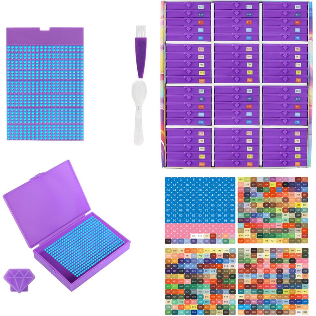 Diamond Art Trays Kits with Spoon & Brush 5D Diamond Painting Art Drawer Box Tray Kit Diamond Painting Storage Containers Trays