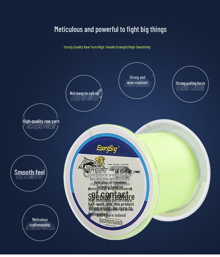 500m Semi-Floating Wear-Resistant Fishing Line for Rock and Sea Fishing