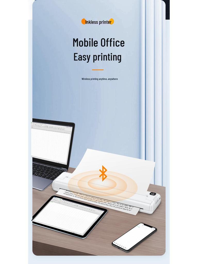 A4 Portable Inkless Thermal Printer for Home and Test Papers