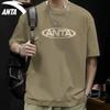 Anta Lifestyle Series Khaki Unisex Loose Short Sleeve T-Shirt with ANTA Logo Print 972428106-6