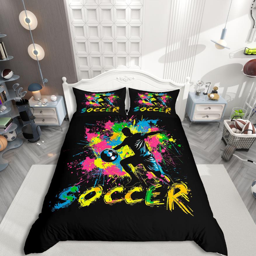 

Homewish Kids Handball Duvet Cover SetTeens Sports Bedding SetWatercolor Splashing Ink Bed Set For Boys 220*240cm 3pcs
