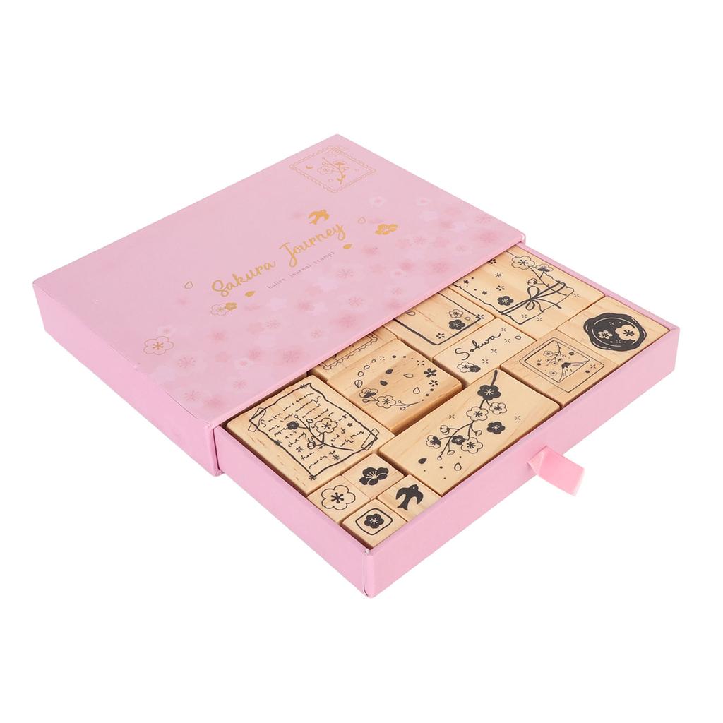 Sello de Goma de Madera Delicado Set de Sellos Decorativos de Madera para Arte Manualidades Diario Scrapbooking Planificador Tarjetas de Letras