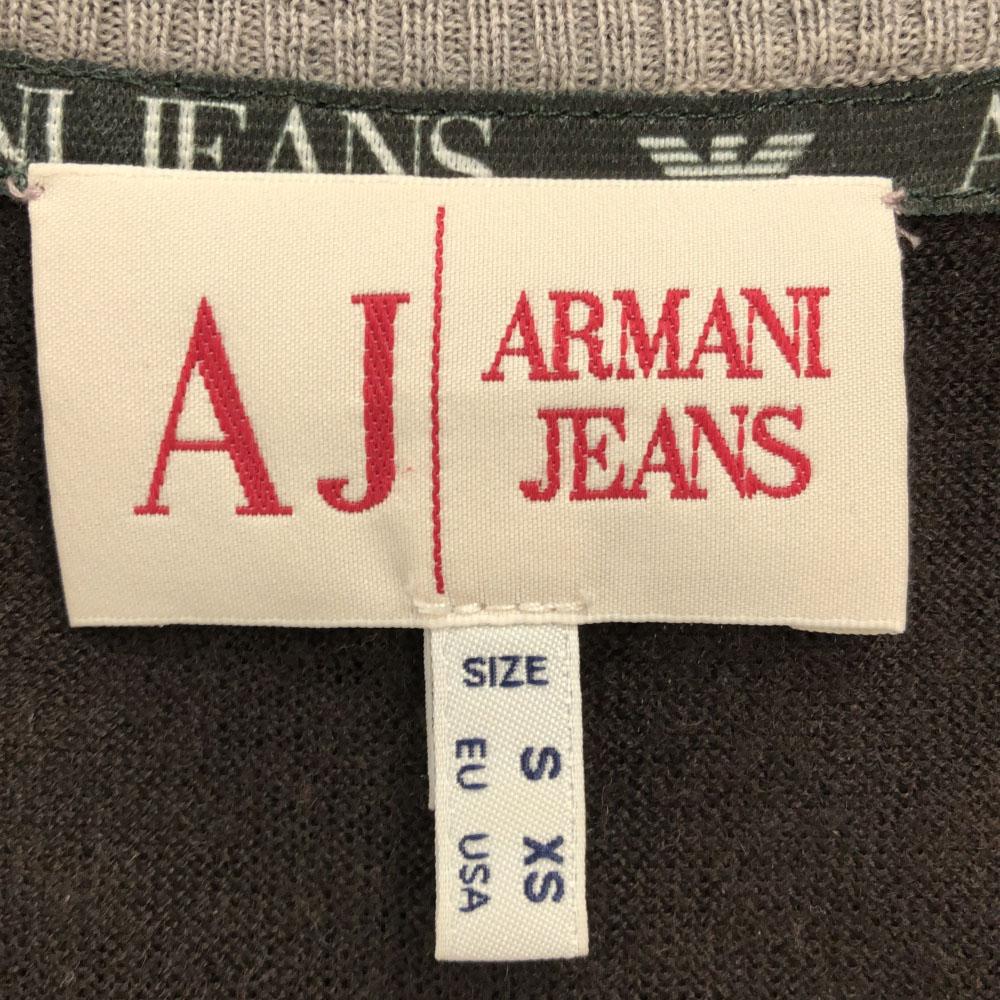 Armani Jeans Wool Long Sleeve Knit Cardigan XS Brown X Gray Men's Used