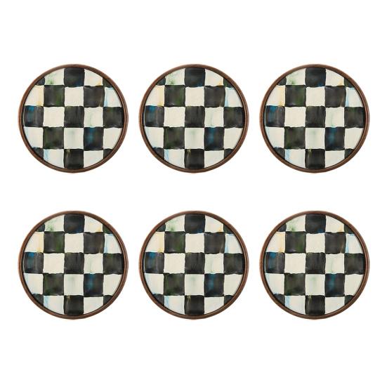 Wooden Coasters, Coastal Ocean Theme Fish/Checkered Plaid Pattern Coasters for Drinks, Coffee Table, Home, Kitchen, Office, Bar Decor