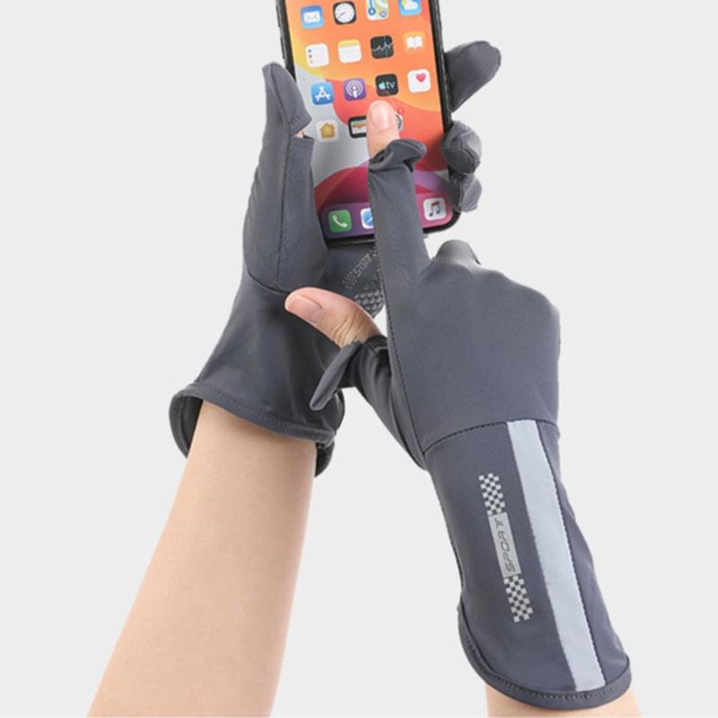 Women Summer New Thin Ice Silk Anti UV Exposed Finger Touch Screen Non Slip Mid Long Breathable Sun Protection Driving Gloves