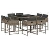 VidaXL Garden Dining Set 9 Pcs Grey Cushions Wicker 3278143