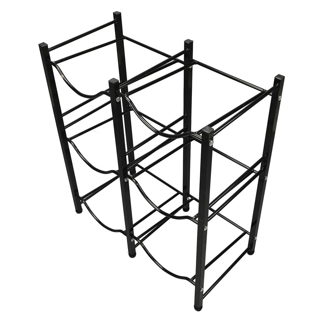 Držák na lahve s vodou, uhlíková ocel, 3 úrovně, 2 řady, úložný stojan na kbelíky s vodou, stojan na nádoby