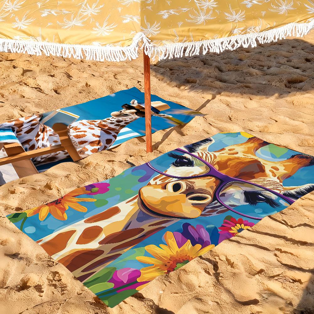 Asciugamano Giraffe Tropicali in Vacanza Asciugatura Rapida Asciugamani da Spiaggia Adatti per Piscine Campeggio Yoga e Palestra