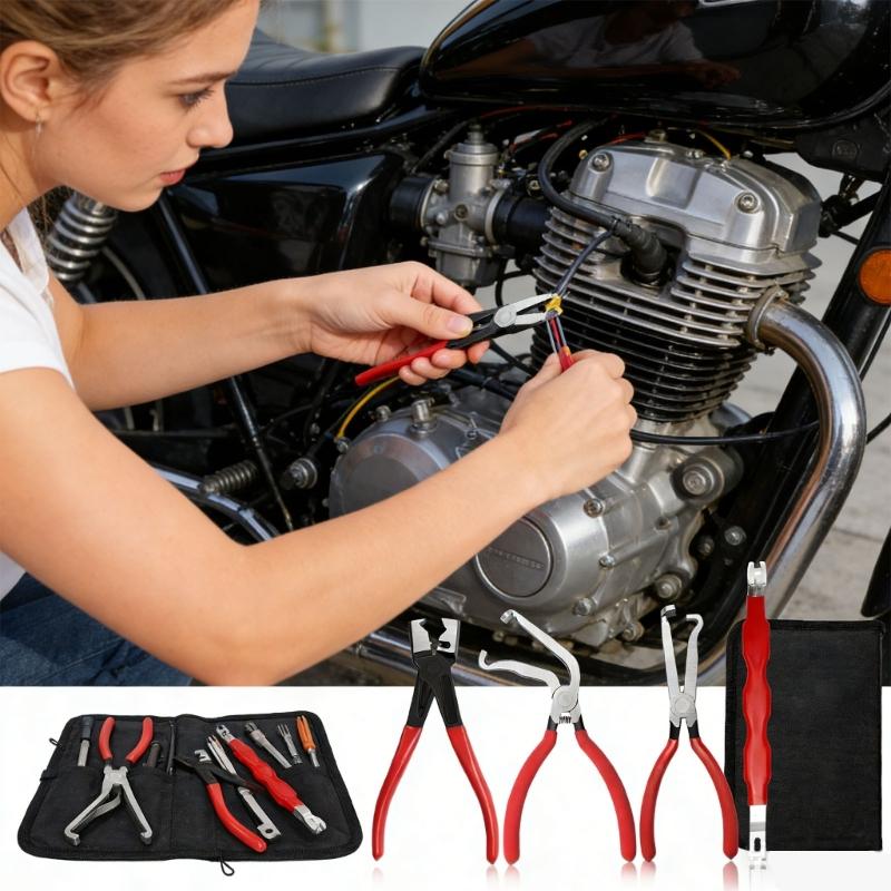 Practical 5pcs Electrical Connectors Releases Tool Set with Gloves for Damage Releases Automotive Disconnection and Reliable Performances