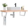 VidaXL Wall-mounted Washbasin Shelf Steel and Solid Beech Wood, Floating Washbasin Shelf, Washbasin Shelf To Place 3302438