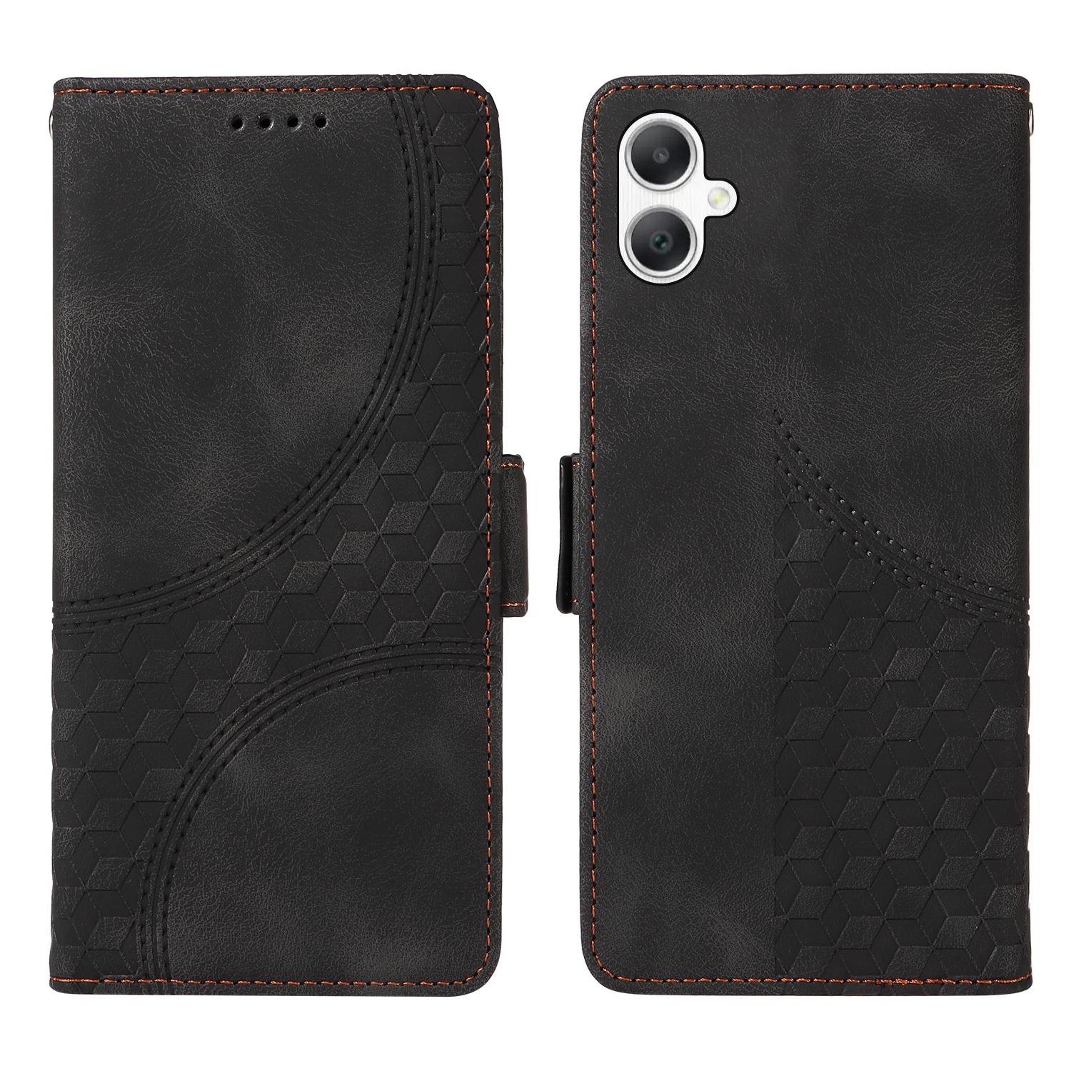 

Кожаные чехлы-кошельки для Samsung Galaxy A07 4G/A06 4G/A06 5G с ромбовидным тиснением, подставкой и ремешком Black