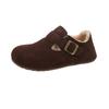 Cowhide version~ Genuine leather and velvet women's winter new one-pedal cotton shoes Doudou shoes