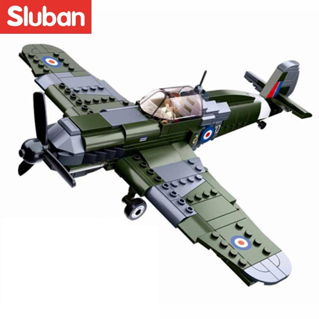 290 Stück 0712 WW2 Militär Spitfire Jagdflugzeug Modell Bausteine Spielzeugsteine DIY Lernspielzeug Geschenk für Jungen