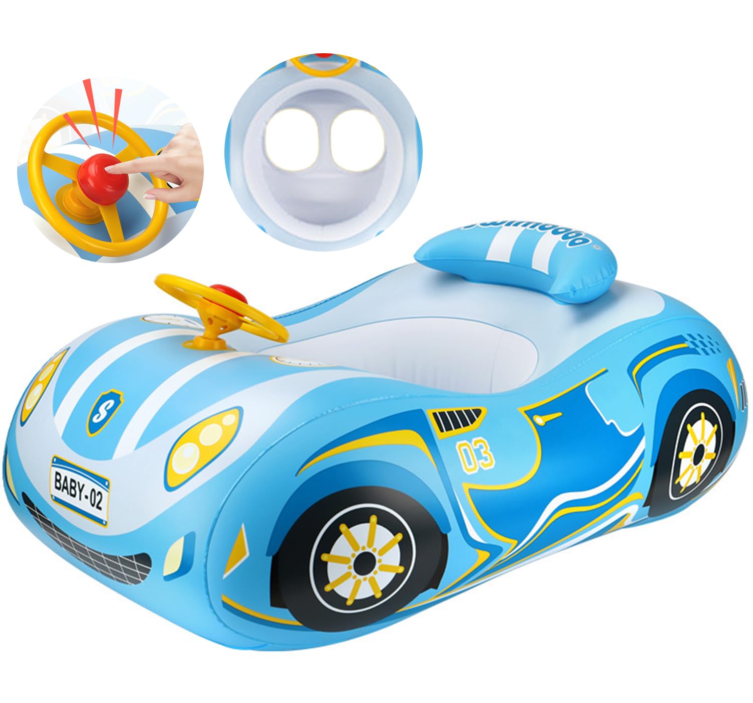 

Baby Float for with Cute Super Sports Baby Prevents Summer For Water Outdoor Kids, Foot-In Type, Handle, Print, Car, Float, Toy, Capsizing, Days, синий