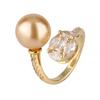 Jewelry Copper Platinum Plated Pearl Simple Wind Ring Female 12Mm
