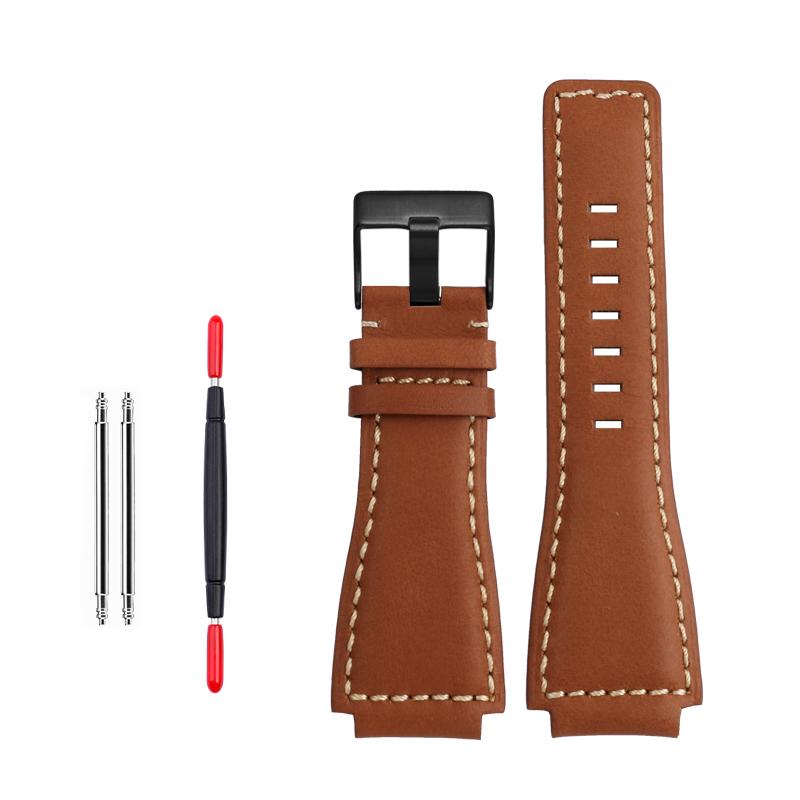 35-24mm konvexes Rindslederband Für Bell Ross B&R BR-01 BR-03 Herren Echtes Leder Uhrenarmband Silikonkautschuk Wasserdichtes Uhrenarmband