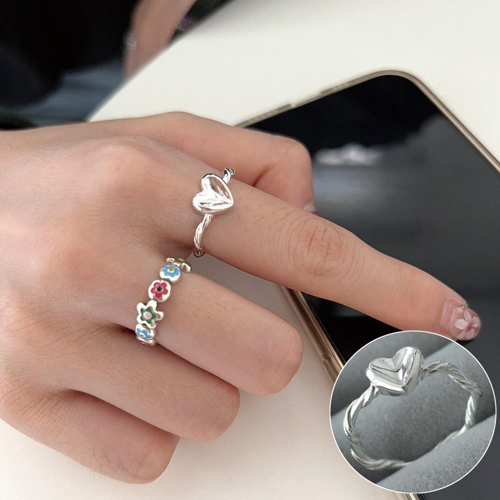 European-American S925 Silver-Plated Geometric Open Ring - Retro, Creative, and Stylish Index Finger Design for Women