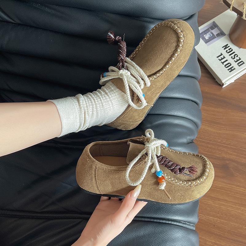 Retro beaded bag head half slippers women's 2025 new one-pedal thick-soled literary Mori versatile casual slippers