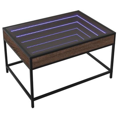 Infinity LED Coffee Table In Brown Oak Effect 70 X 50 X 41 Cm