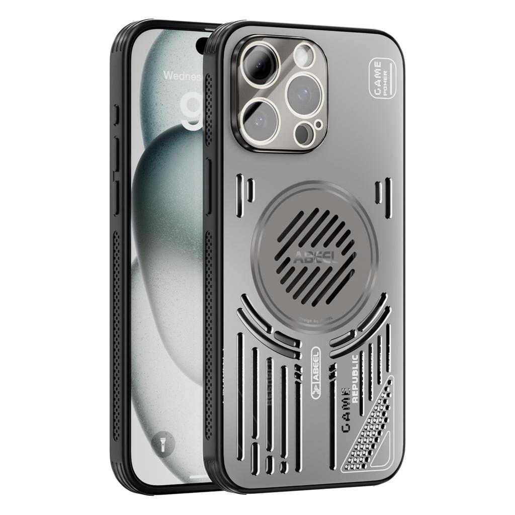 For iPhone 14 Pro Magnetic Case Aluminium Alloy+PC+TPU Hollow Heat Dissipation Phone Cover