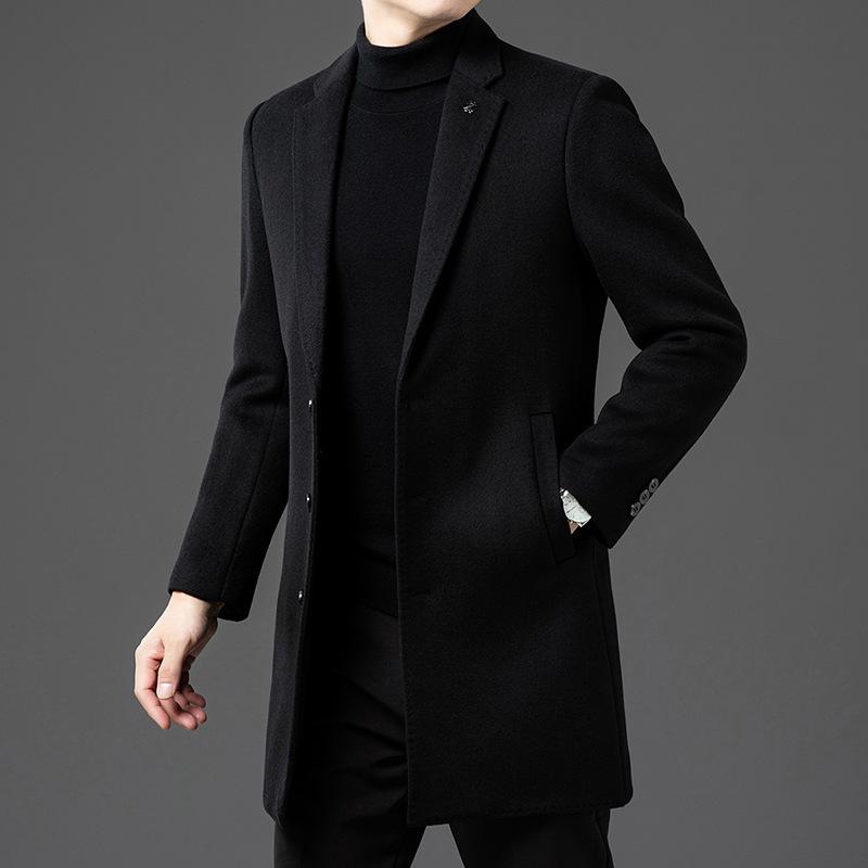 New Middle-aged and Elderly Men's Wool Coat Dad's Mid-length Autumn and Winter Coat Business Casual Men's Clothing