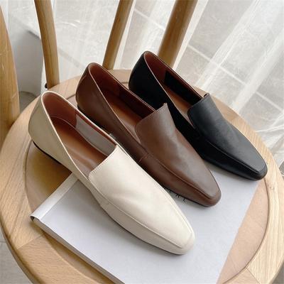 Spring Luxury Women Genuine Leather Loafers Soft Comfort Casual Flat Shoes Slip On Footwear Lady Black Beige Brown