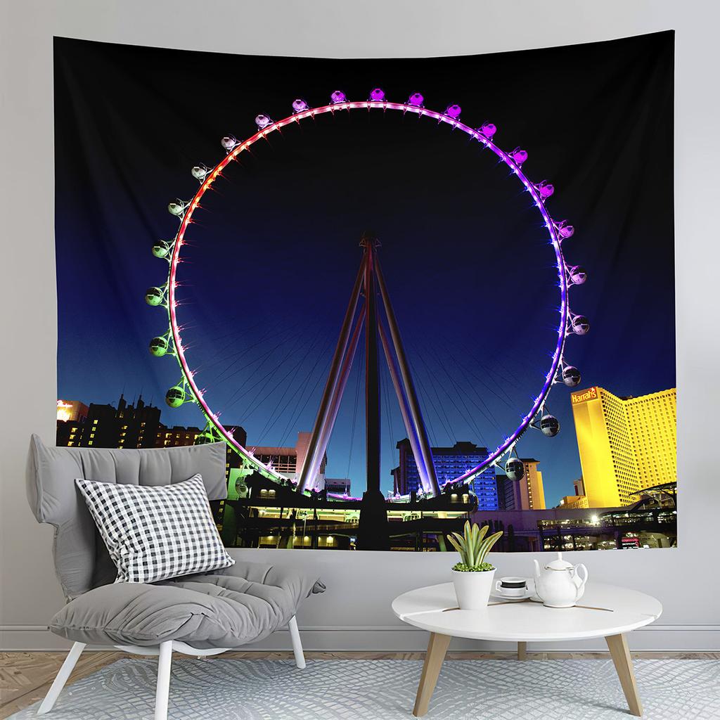Paris Night View Tapestry Eiffel Tower Tapestry Ferris Wheel Tapestry Art Wall Hanging Home Living Room Bedroom Dorm Tapestries