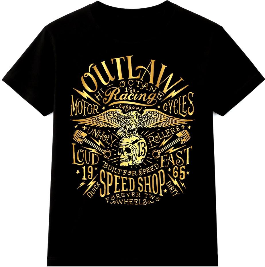 Biker Racing T-Shirt Vintage Speed Shop Skull Motorcycle Graphic Tee S разноцветный