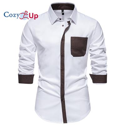 Cozy Up Men's Triangle Neckline Bag Contrast Color Long-sleeved Shirt