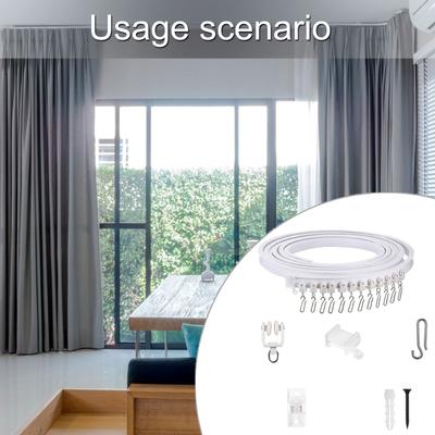 Einfach zu installierende gebogene Gardinenschienen-Kits 6/7/8 Meter Flexibilität Deckenmontageschienen für Duschbereiche Fensterdekorationen