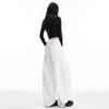 Women's American-Style Wide-Leg White Jeans: Autumn/Winter Pleated Casual Straight Floor-Length Pants
