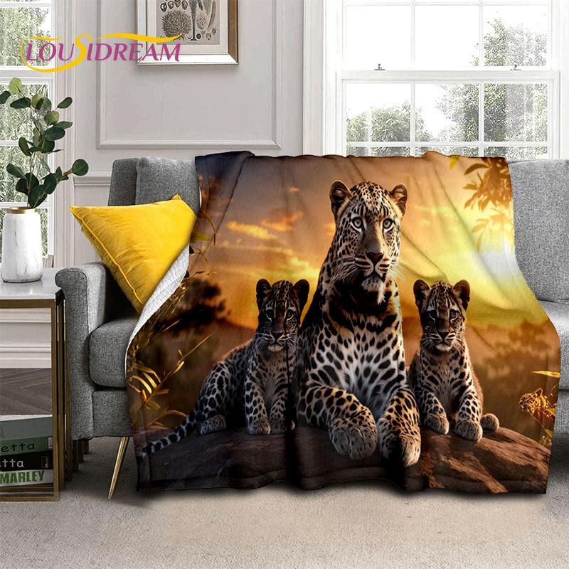 Fierce Tiger Lion Leopard Beast Animal Wildlife Cartoon Blanket,Soft Throw Blanket for Home Bedroom Bed Sofa Picnic Office Cover