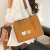 Large Capacity Bear Shoulder Bag Korean Style Canvas Handbag Cartoon Tote Bag  Office Worker