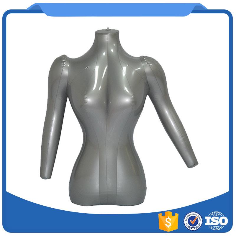 PVC Inflatable Female Mannequin Torso for Clothing Display серебряный
