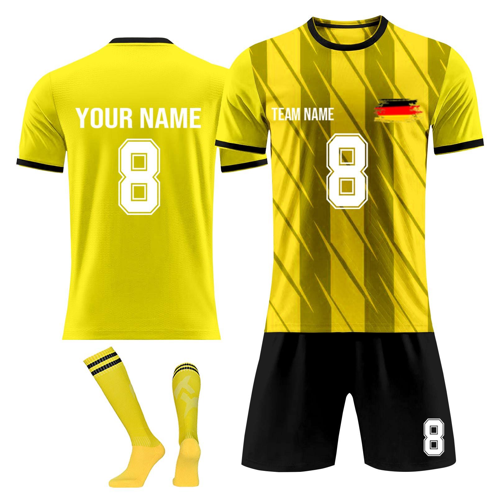 

Комплект персонализированных рубашек для мужчин и девочек с именем и номером, футбольные майки на заказ для мальчиков, тренировочный костюм 18 жёлтый