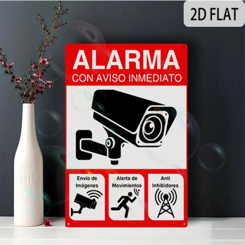 2D Flat Aluminum Sign 8x12 Sign  ALARMA  Durable Outdoor Aluminum Sign for Business And Parking Regulations 20x30cm（7.8x11.8inch）