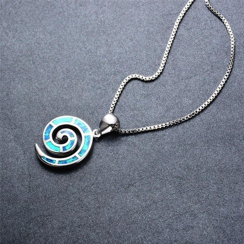 Boho Niedliche Tier Schnecke Spiral Design Anhänger Halskette Für Frauen Einlage Blaues Imitat Opal Halskette Hochzeitsparty Schmuck Geschenke