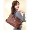 Luxury Handbag Women Tote Bag Vintage Waxed Leather Shoulder Bag for Work Commute Fall Winter New Fashion Purse