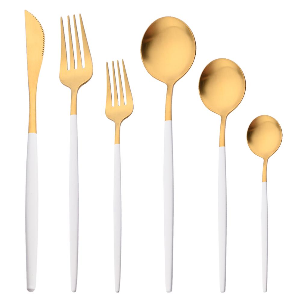 6Pcs Black Matte Flatware Cutlery Set Stainless Steel Dinnerware Set Dessert Fork Spoon Silverware Set Kitchen Party Tableware